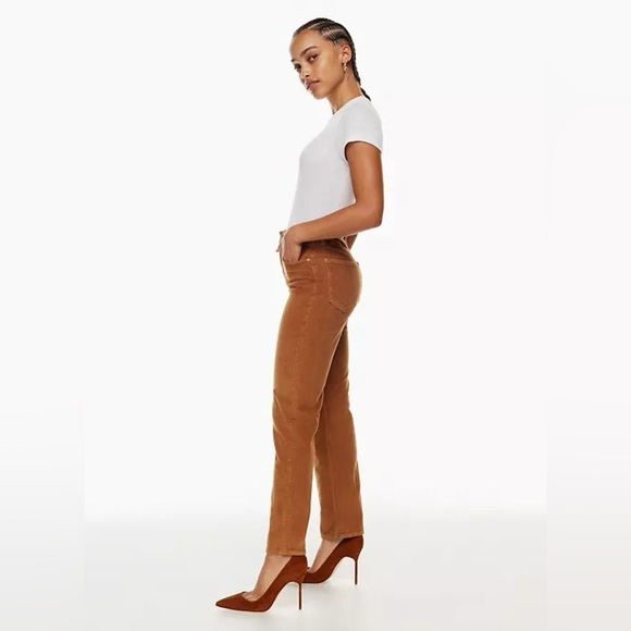 Denim Forum The Arlo Hi-Rise Straight Corduroy Pant in gold rush brown - size 30 - Picture 2 of 11